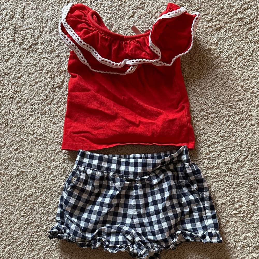 Janie and Jack Red Ruffled Top